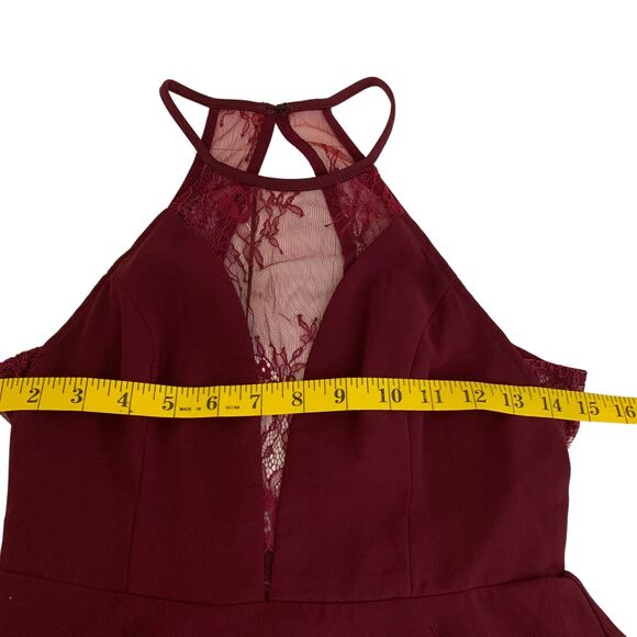 Lulus Burgundy Red Lace Backless Skater Fit & Flare Mini Dress XS - Picture 11 of 12